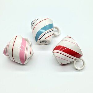 Set of 3 Starbucks 2007 Holiday Candy Cane Stripe Espresso Cups